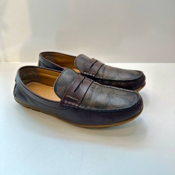 Coach Men’s Neal Driving Loafer Shoes – Brown Signature Leather – Size 7D (EU 40 - Picture 5 of 10